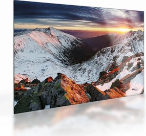 Üveg kép - Téli hegyi panoráma (70x50 cm)