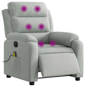 világosszürke bársony elektromos dönthető masszázsfotel