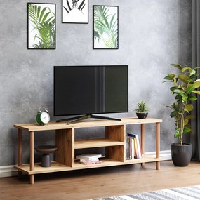 TV-asztal Ærøskøbing 43x120x29 cm TV-állvány forgácslap bükkfa fa színű [en.casa]