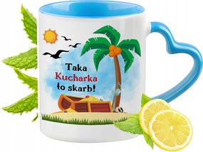 Szakácsnőnek Kék Bögre Szív Alakú Füllel Ajándék