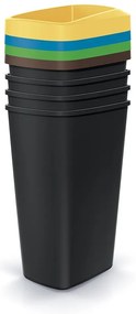 Szeméttároló készlet válogatott hulladékhoz, négyzet alakú, 4 x 45 l, színes