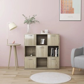 sonoma tölgy színű szerelt fa könyvszekrény 90 x 30 x 90 cm