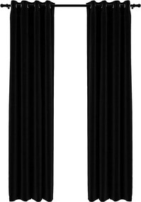 vidaXL 2 db fekete, vászonhatású sötétítőfüggöny fűzőkarikával 140 x 225 cm
