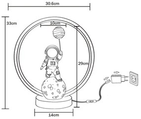 Zuma Line EX04F307U-1 - LED Asztali lámpa ASTRONAUT LED/4W/5V fekete