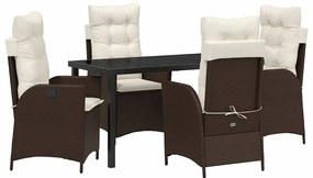 vidaXL Kert étkező szett párnával 5 pcs Barna polirattan