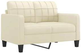2 személyes krémszínű műbőr kanapé 120 cm