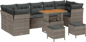 vidaXL Kerti Kanapé Szett 10 pcs Szürke polirattan
