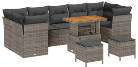 vidaXL Kerti Kanapé Szett 10 pcs Szürke polirattan