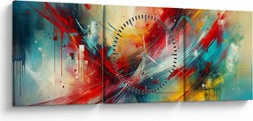 Kép – Absztrakció pirossal (órával) (90x30 cm)