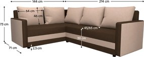 Univerzális ülőgarnitúra, bézs/barna, DINA L ROH