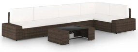 6 részes barna polyrattan kerti ülőgarnitúra párnákkal