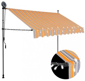 sárga és kék kézzel kihúzható LED-es napellenző 300 cm
