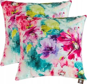 Párnahuzat 45 x 45cm Dekoratív Akvarell Virágok Tavasz 2 db