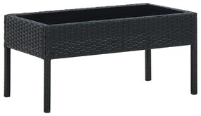 vidaXL fekete polyrattan kerti asztal 75 x 40 x 37 cm