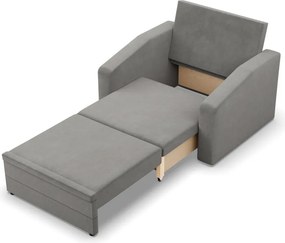 Vertico fekvőfotel, 80 cm széles, bársony, világosszürke
