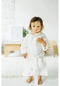 Nature fehér len gyerek fürdőköpeny, méret: 122 - 128 - Linen Tales