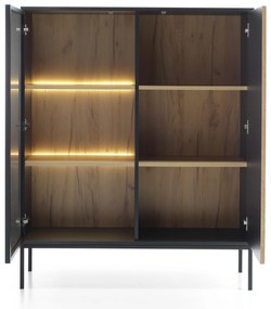 Vitrin Silvano WT104 (fekete + wotan tölgy) (LED világítással). 1062588