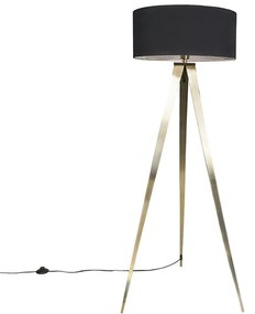 Modern sárgaréz állólámpa fekete búrával - Ilse