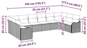 Kerti Kanapé Szett 10 pcs bézs és világosszürke Poli rattan