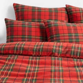 Goldea flanel ágyneműhuzat - piros kockás 140 x 200 és 70 x 90 cm