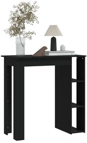 Fekete szerelt fa bárasztal polccal 102 x 50 x 103,5 cm