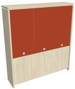 Verno magas szekrény 188 x 46 x 210 cm, kombinált ajtó, akác / narancs