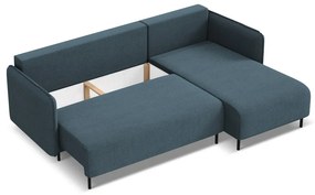Kék kinyitható-tárolóhelyes sarokkanapé (jobb oldali) Luana – Makamii