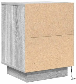 2 db szürke sonoma éjjeliszekrények LED világítással 38x34x50cm