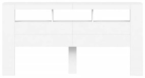 fehér szerelt fa LED-es fejtámla 200 x 18,5 x 103,5 cm