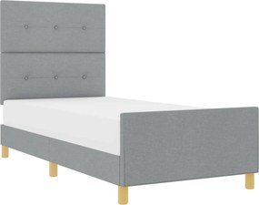 vidaXL Ágykeret fejtámlával Világosszürke 80 x 200 cm szövet