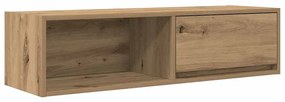 2 db kézműves tölgy színű szerelt fa TV-szekrény 100x31x25,5 cm