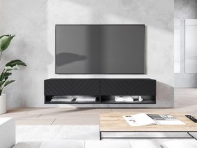 Függesztett TV szekrény Adenuk 140 MDF (fekete grafit + halcsont fekete) (LED RGB világítással). 1106323