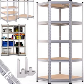 monzana® Sarokpolc 180x70x40 cm - ezüst