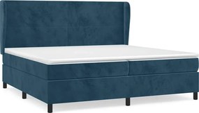 vidaXL sötétkék bársony rugós ágy matraccal 200x200 cm