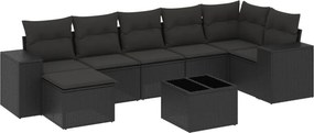 vidaXL 8 részes fekete polyrattan kerti ülőgarnitúra párnákkal