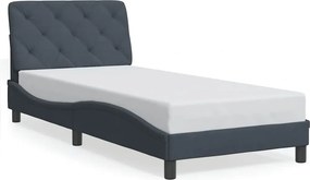 vidaXL sötétszürke bársony ágykeret matrac nélkül 90x190 cm