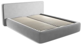 Szürke kárpitozott ágyneműtartós franciaágy ágyráccsal 160x200 cm Kiana – Makamii