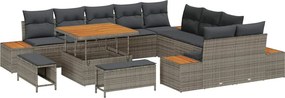 vidaXL Kerti Kanapé Szett párnával tárolóval 13 pcs Szürke Poli rattan
