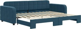 vidaXL kék kihúzható bársony heverő 90 x 200 cm