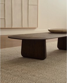 Sötétbarna tölgyfa dohányzóasztal 64x146 cm Pirita – Kave Home