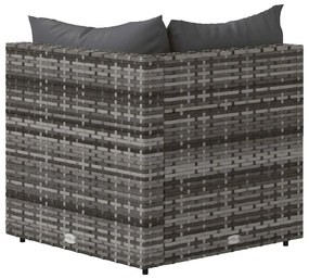 Szürke polyrattan kerti sarokkanapé párnákkal