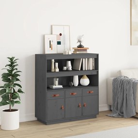szürke tömör fenyőfa magasszekrény 100 x 40 x 108,5 cm