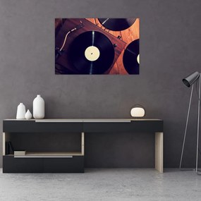 Gramofon lemezek képe (90x60 cm)