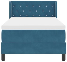 Boxspring Ágy Matrac nélkül Sötétkék 90x190 cm Bársony