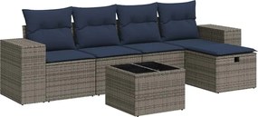 vidaXL 6 részes szürke polyrattan kerti ülőgarnitúra párnákkal