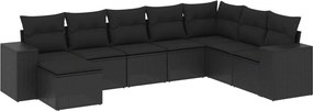 vidaXL 8 részes fekete polyrattan kerti ülőgarnitúra párnákkal