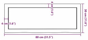 kezeletlen tömör tölgyfa fali polc 80x30x(2-6) cm