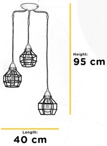 ONLI - Csillár zsinóron PÓK 3xE27/15W/230V fekete/barna