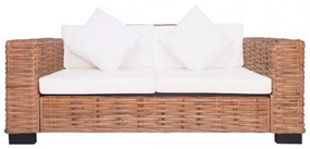 2 részes természetes rattan kanapészett párnákkal