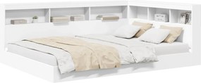 vidaXL Könyvespolcos Ágy fejtámlával Fehér 160 x 200 cm Faanyag